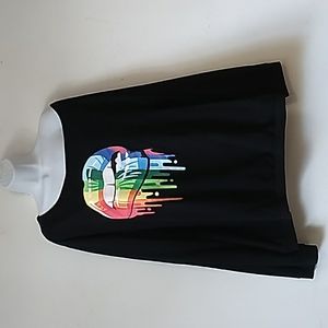 EUC magicmk rainbow lips on black one shoulder sweatshirt 3X